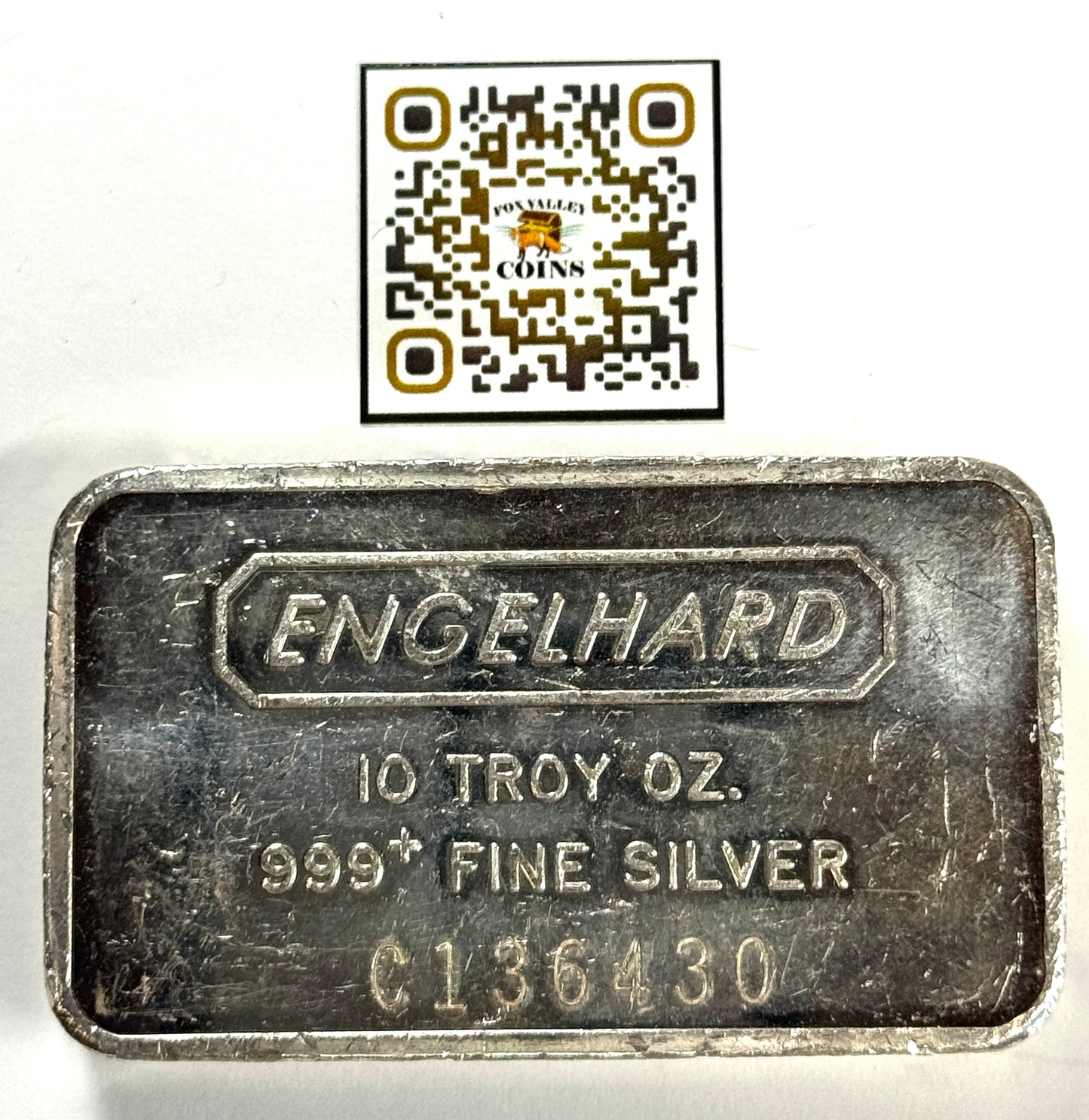 Vintage Engelhard 12th Series 10 Oz Silver Bar - Fully Pebbled Finish C-136430