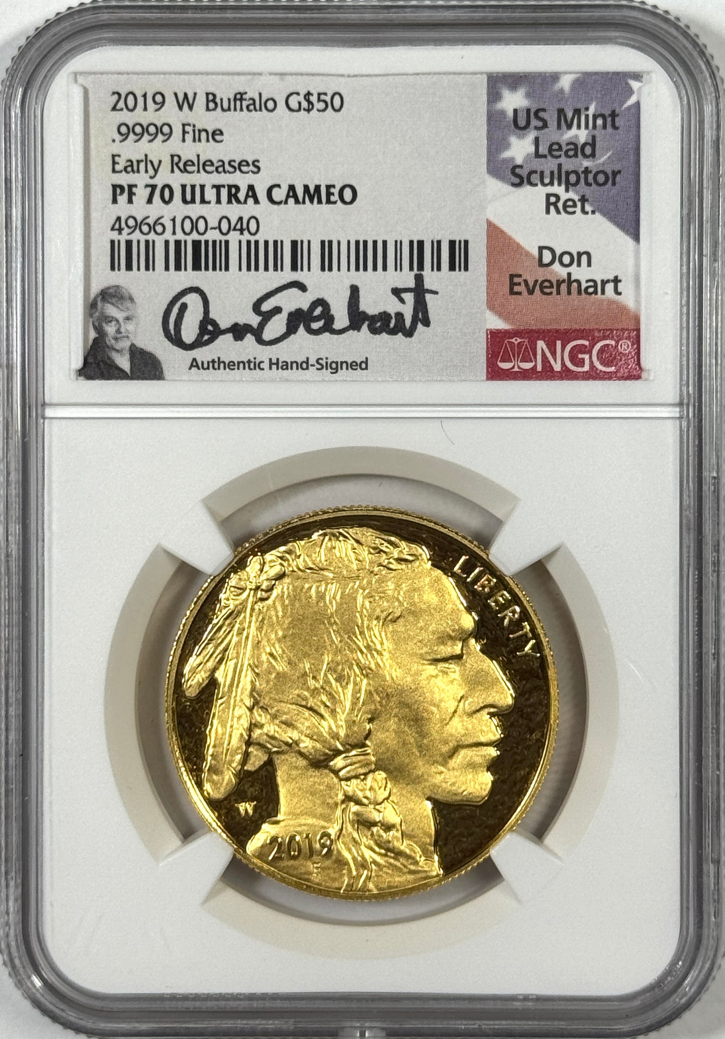 2019-W $50 Proof American Gold Buffalo 1 oz Gold Coin PF70UC ER NGC - Castle
