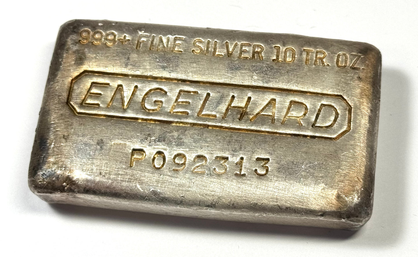 Vintage 10th Series Engelhard 10oz Silver Bar Waffle Back cast Finish