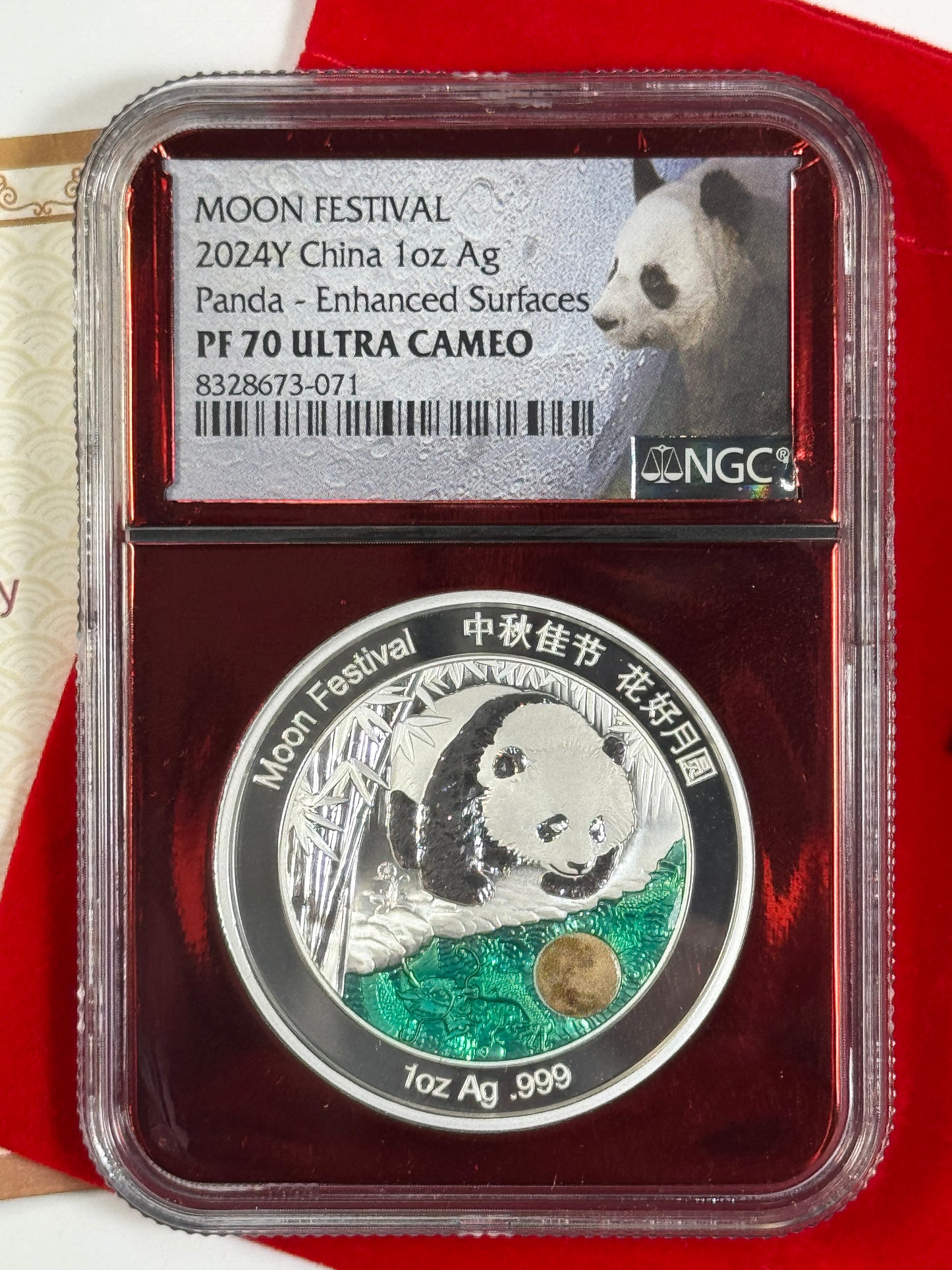 2024 China Moon Festival Enhanced Proof Panda 1 oz .999 Silver Medal PF70UC NGC