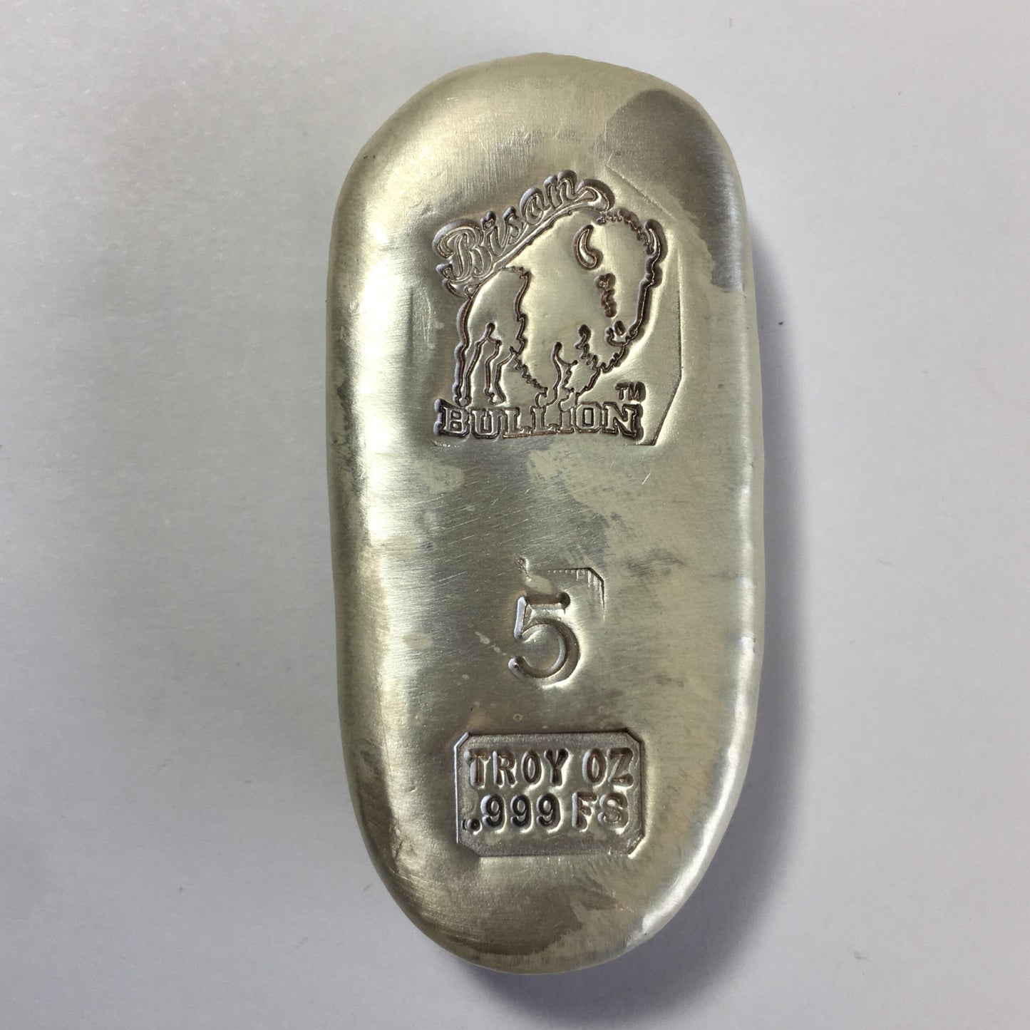 Bison B. Hand Poured 5 Oz Shaped Silver Bar - 4 Animal Totem - Eagle, Wolf, Bear, Bison in Original Packaging