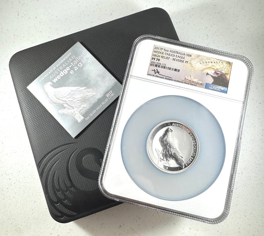 2017-P Australia Reverse Proof Wedge Tailed Eagle 5 oz Silver NGC PF70 HR - Mercanti