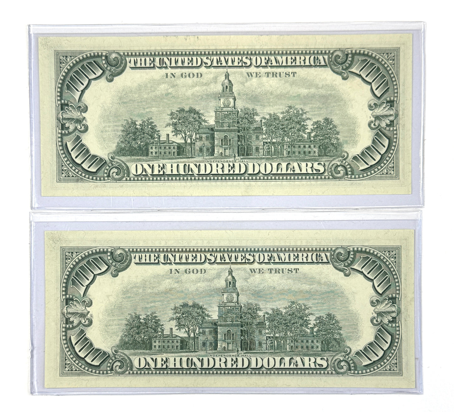 1969 Series Chicago-IL Consecutive $100 Notes Brilliant Uncirculated in Flips - Rare!