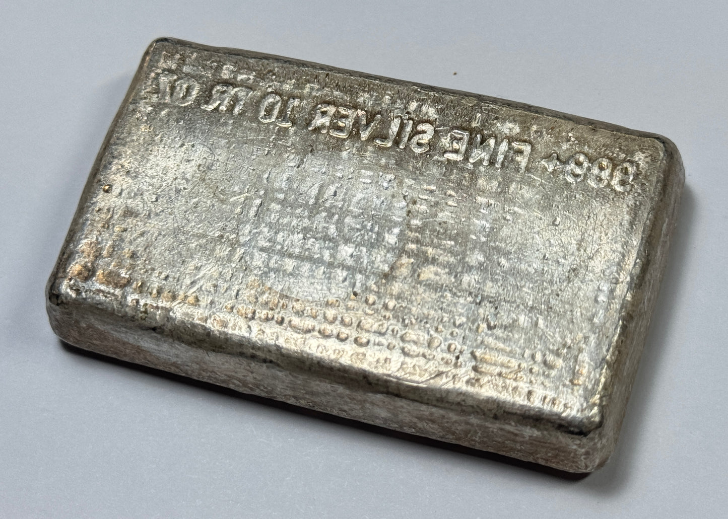 Vintage 10th Series Engelhard 10oz Silver Bar Waffle Back - Reverse Convex Stamping Error