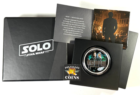 2018 Niue $2 Solo a Star Wars Story 1 oz Proof Colorized Silver Coin in OGP