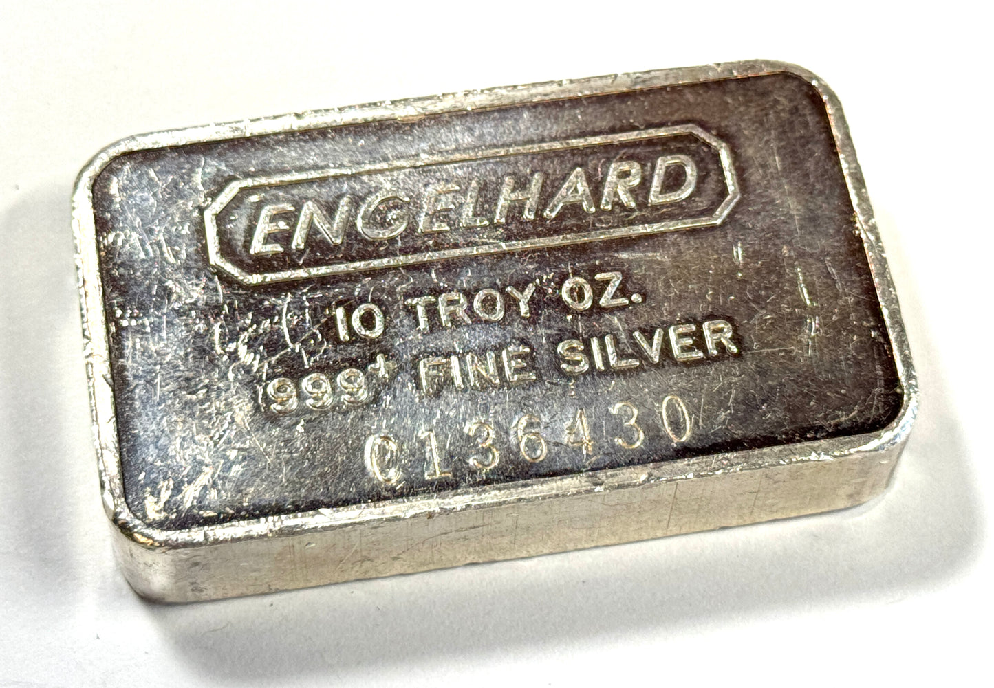Vintage Engelhard 12th Series 10 Oz Silver Bar - Fully Pebbled Finish C-136430