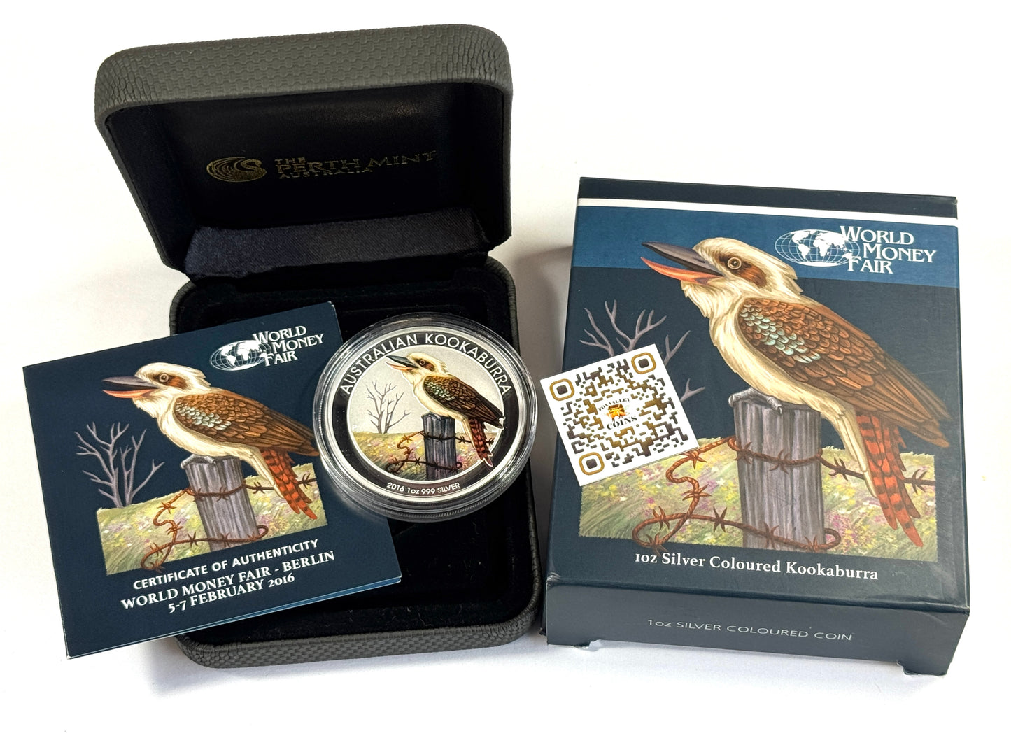 2016-P Australian Kookaburra Berlin's World Money Fair - 1oz Coloured Silver in OGP