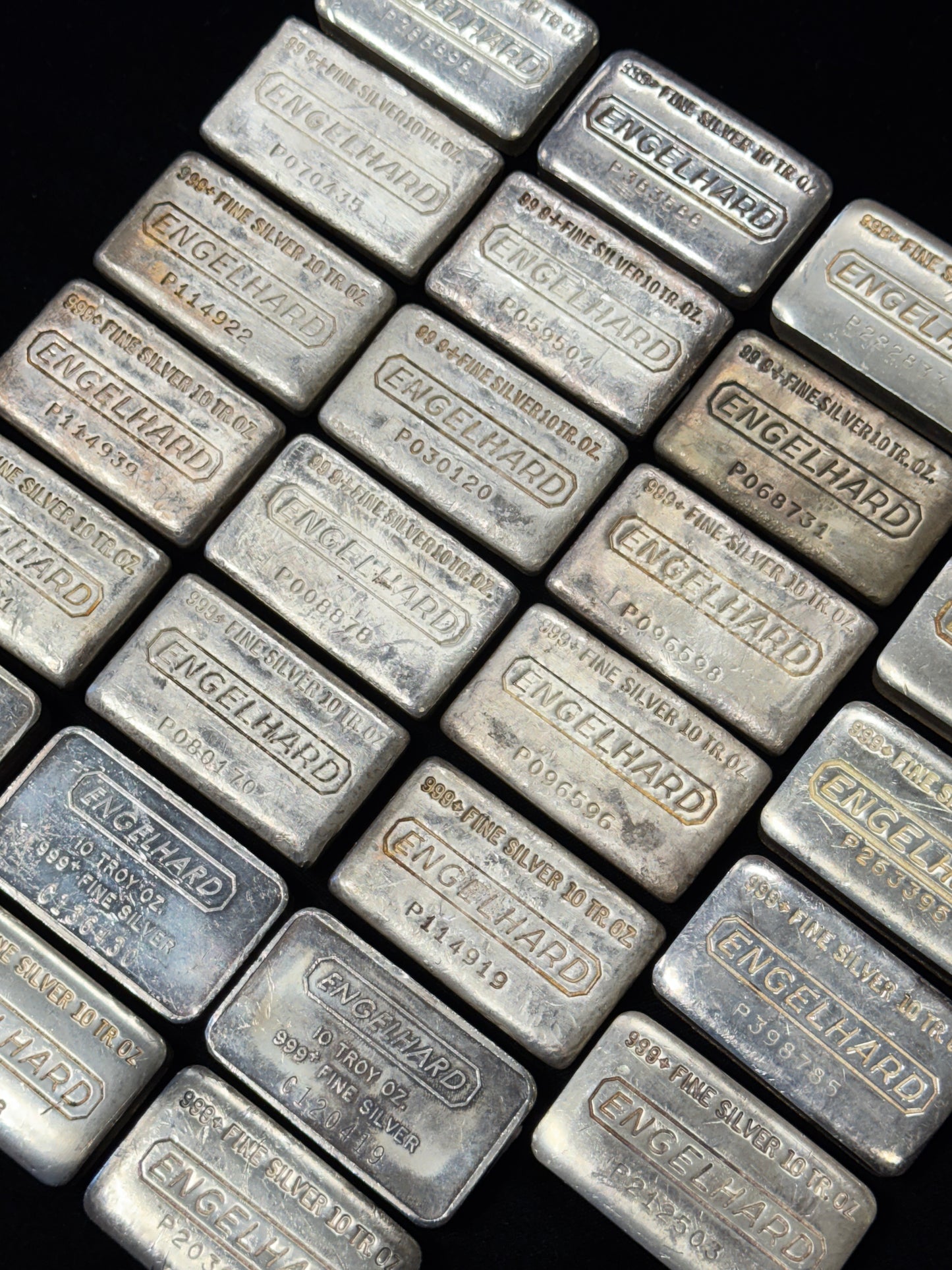 Vintage 10th Series Engelhard 10oz Silver Bar Waffle Back cast Finish