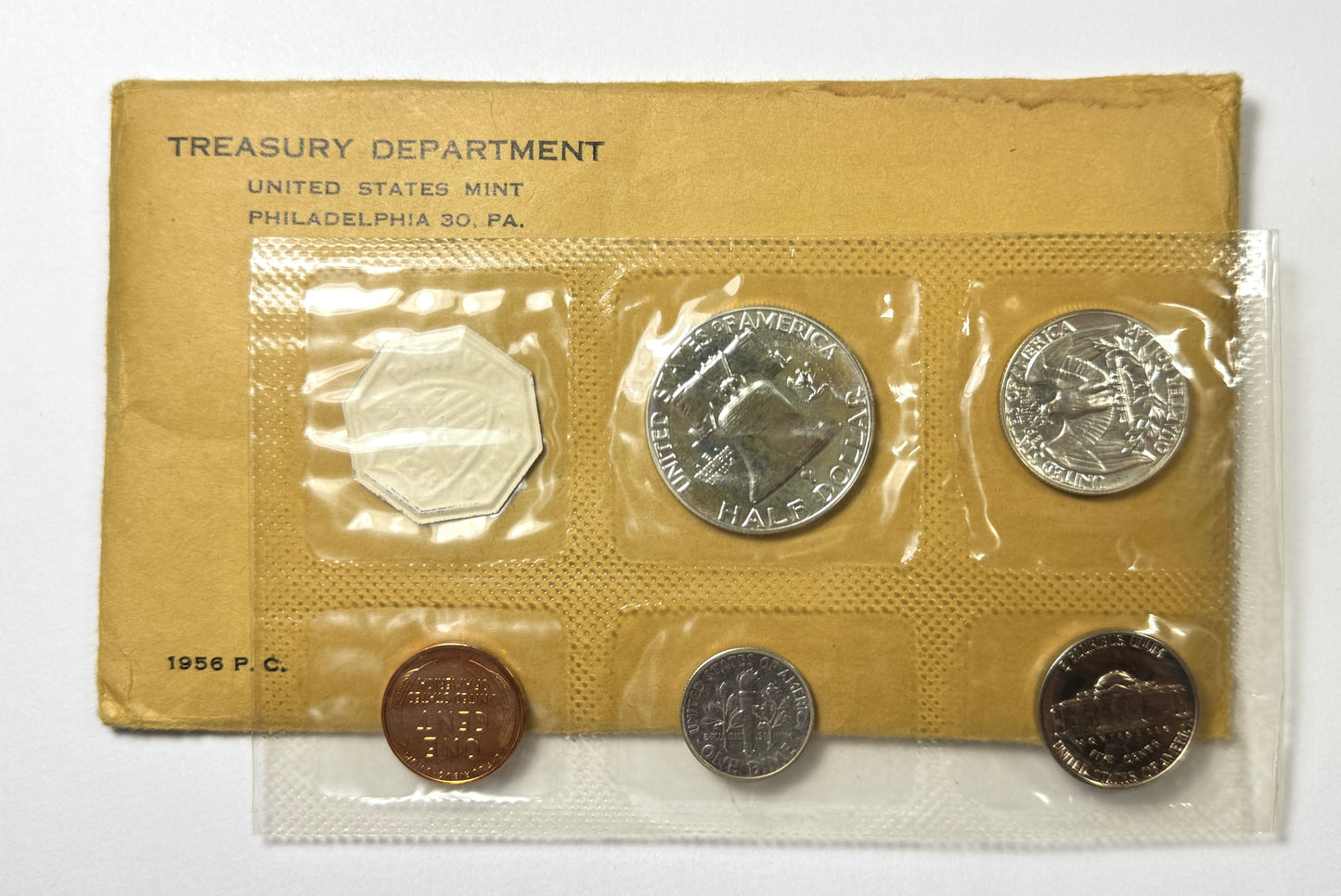 1956 U.S Mint Silver Proof Set TYPE-1 Franklin Half Dollar - Scarce Type