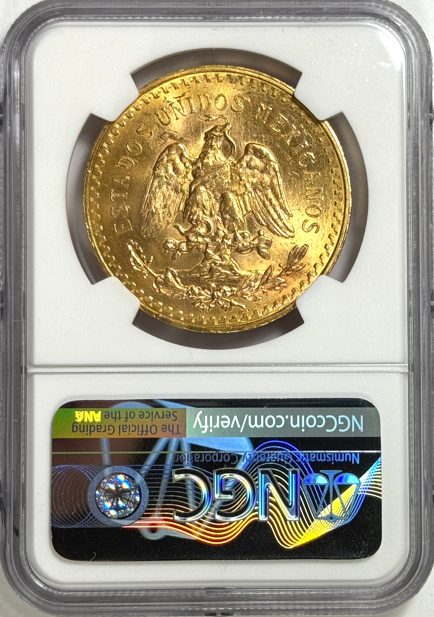 1944 Mexico 50 Pesos Centenario BU Gold Coin MS63 NGC - Freshly Graded!