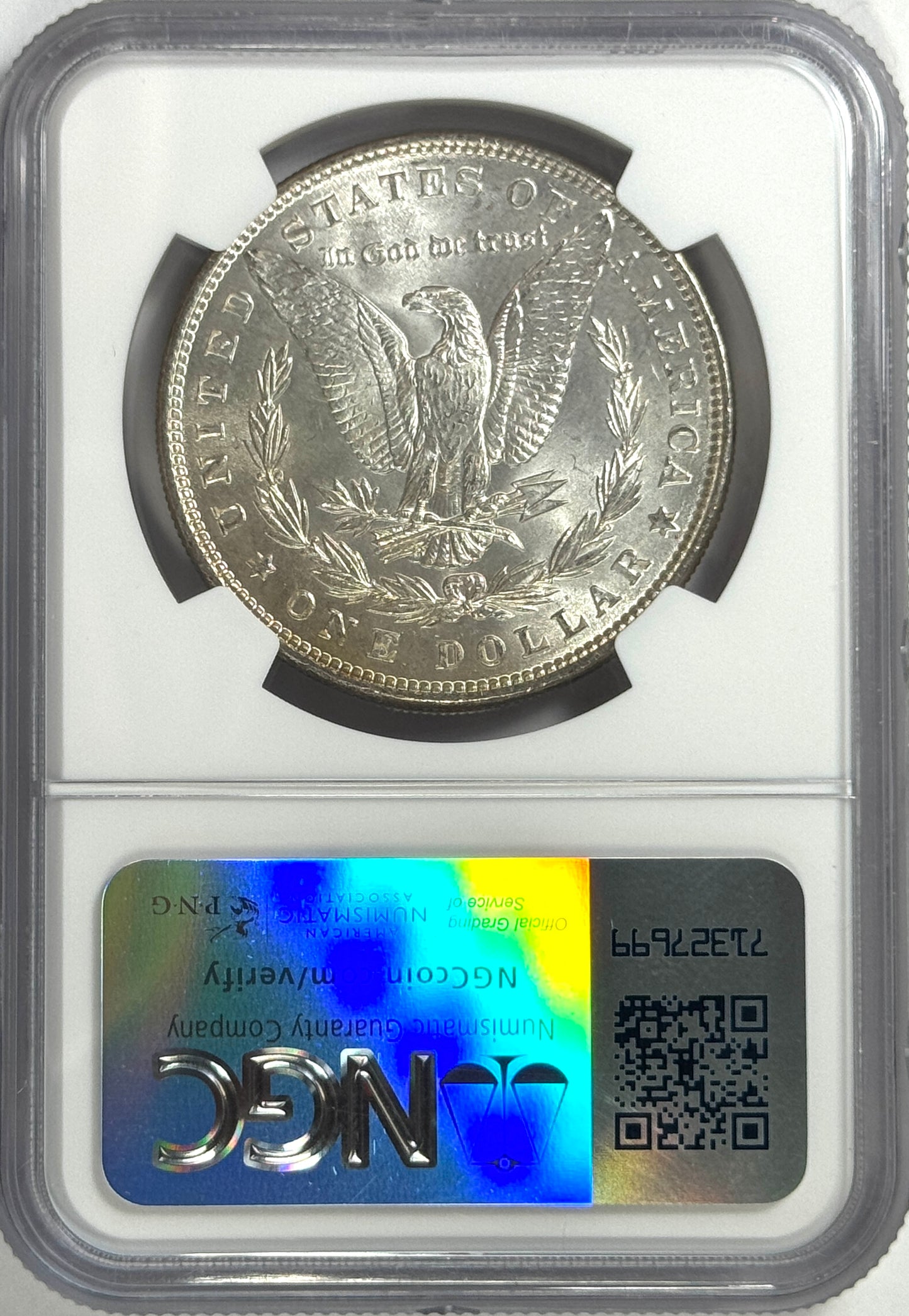 1886-P Morgan Silver Dollar NGC MS66 - Subtle Rainbow Toned - Lustrous Reverse