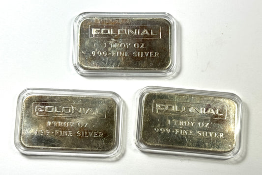 Vintage Rare Engelhard Colonial 1 oz Silver Commercial Bar 1k Mintage!