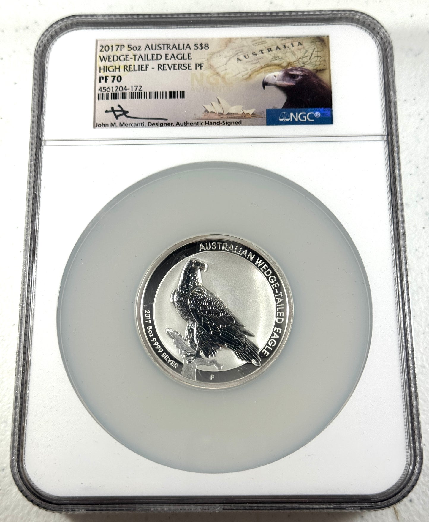 2017-P Australia Reverse Proof Wedge Tailed Eagle 5 oz Silver NGC PF70 HR - Mercanti