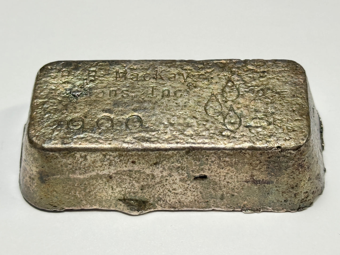 B.R. MacKay & Sons Old Pour Loaf Style .999 Silver Bar 11.83 oz Nice Toning