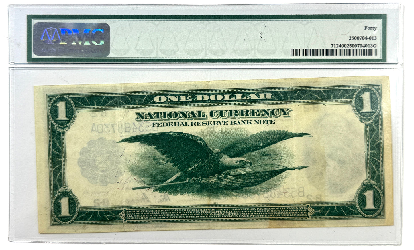 1918 $1 One Dollar New York Federal Reserve Fr. 712 Note XF40 PMG