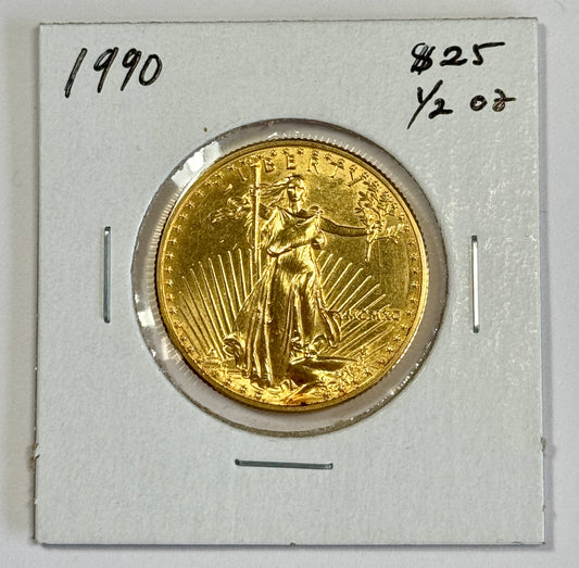 1990-P $25 1/2 Oz American Gold Eagle - BU - (MCMXC) - 31,000 Mintage - Key Date