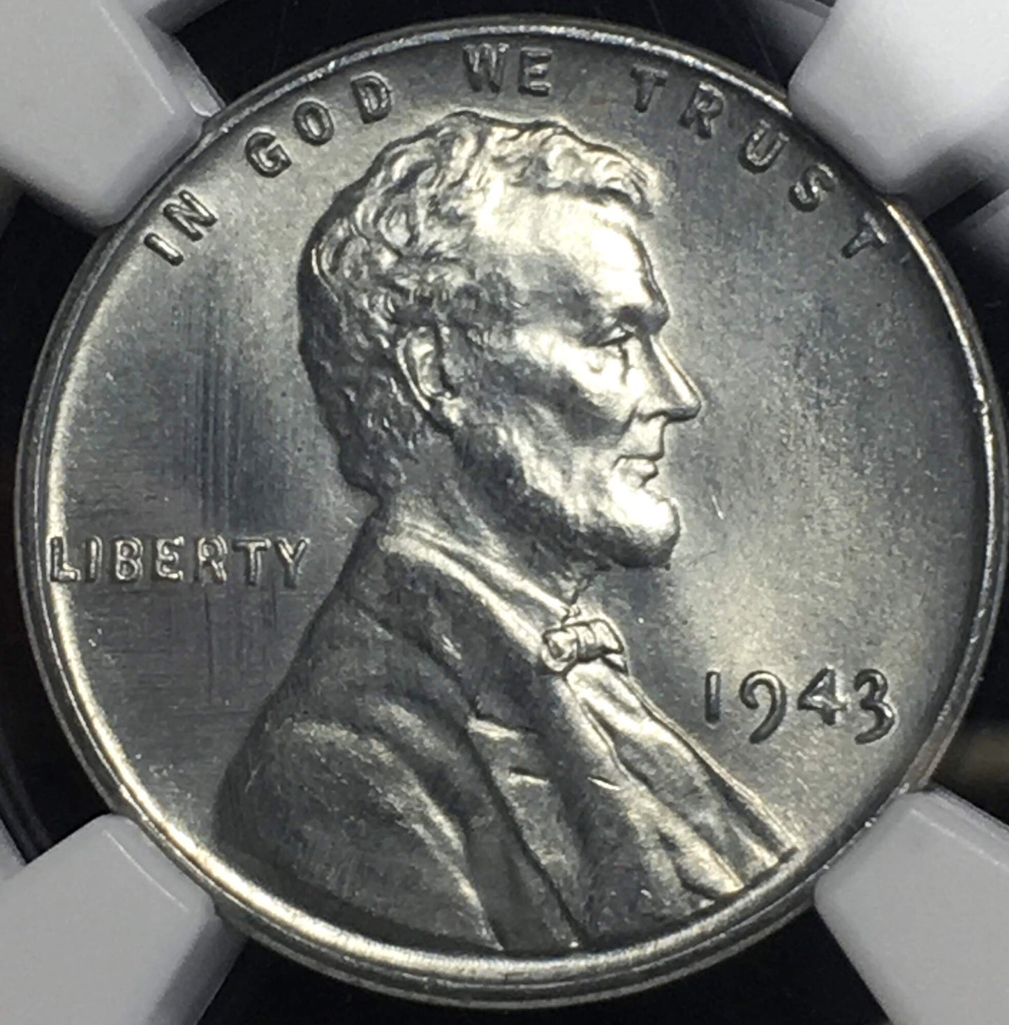 1943-P Lincoln Steel Wheat Cent NGC MS67 - 75th Anniversary Steel Cent Holder