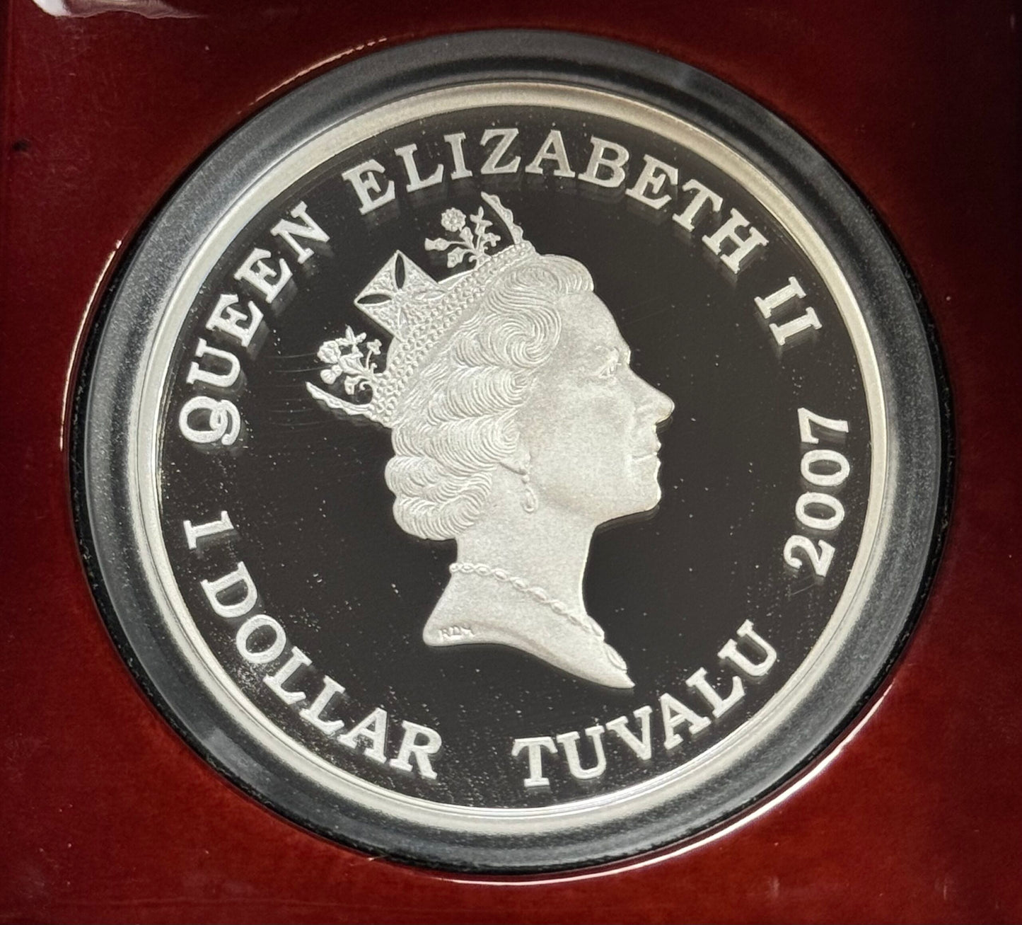 2007 Tuvalu Great White Shark - 1 Oz Proof & Colorized Silver in OGP with COA