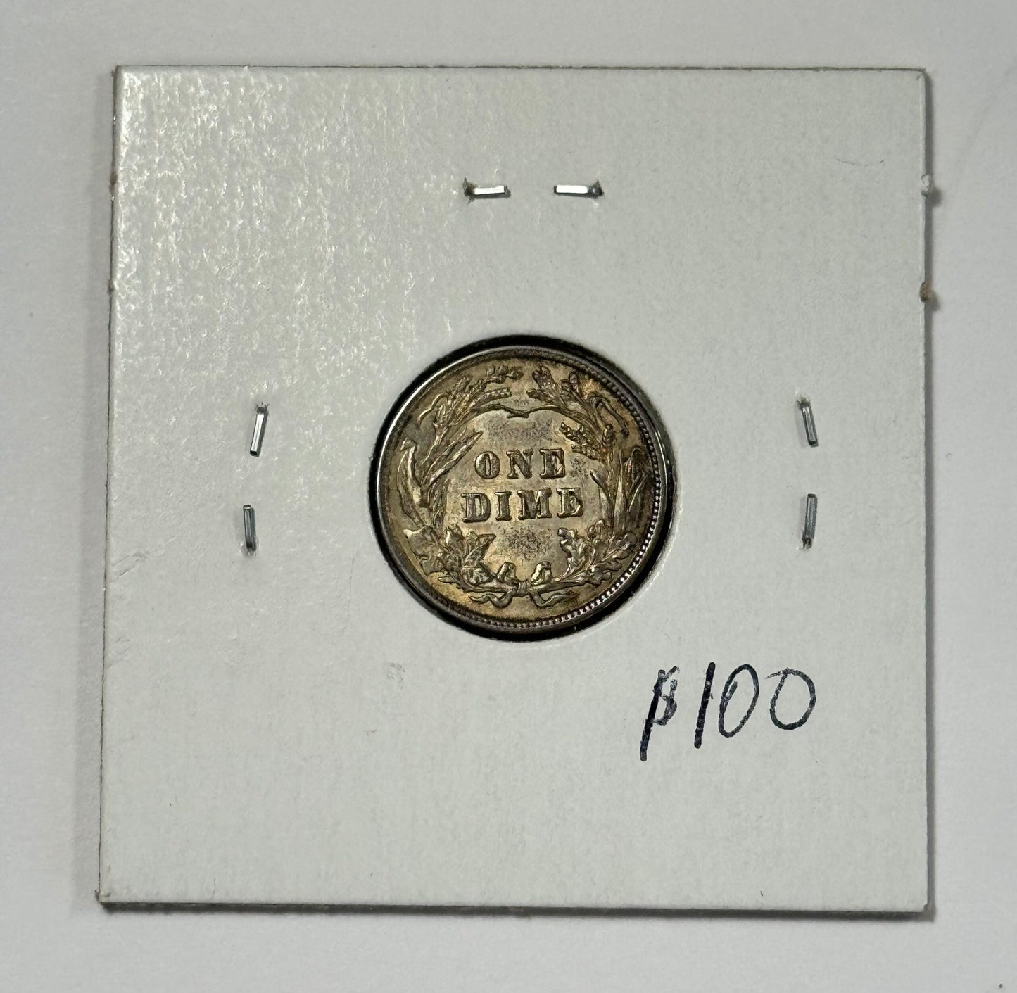 1912-P Barber Silver Dime AU+ Details