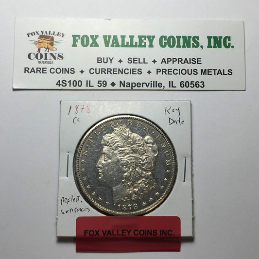 1878-CC Morgan Silver Dollar - Key Date - Very Reflective Surfaces - Only 2,212,000