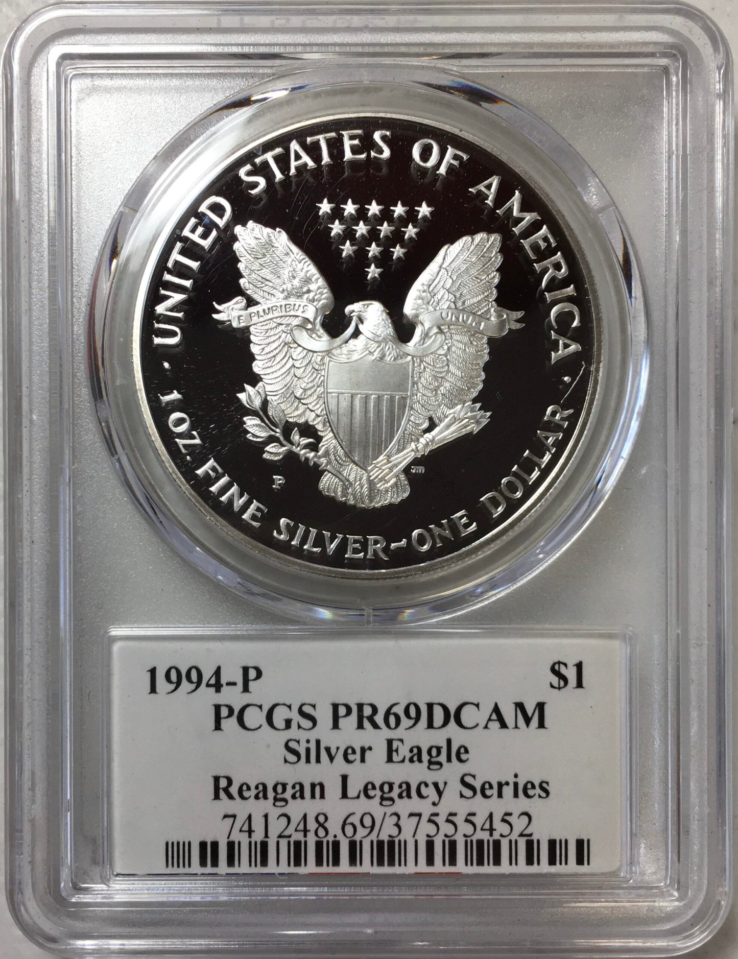 1994-P Proof Silver Eagle - PCGS PR69 DCAM - Cameron Reagan Signed Legacy Series