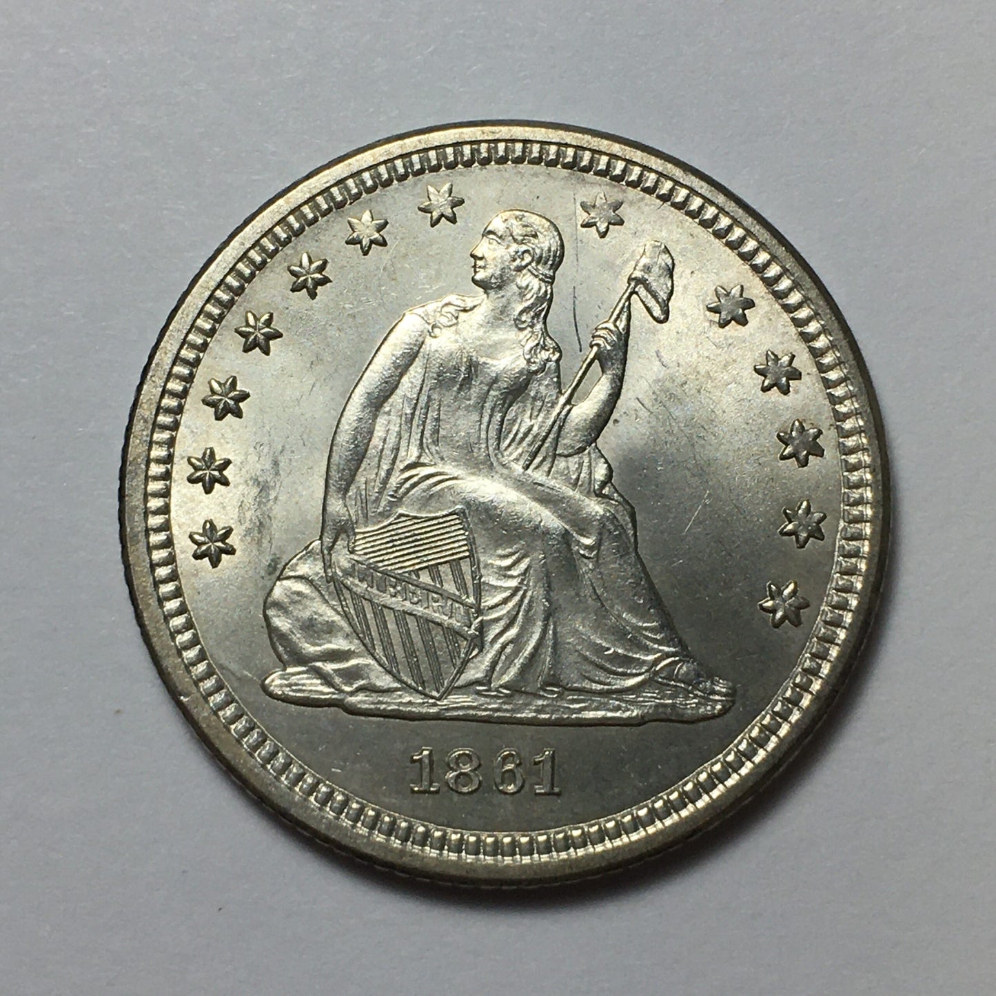 1861-P Seated Liberty Silver Quarter - Civil War Date - High Grade & Lustrous