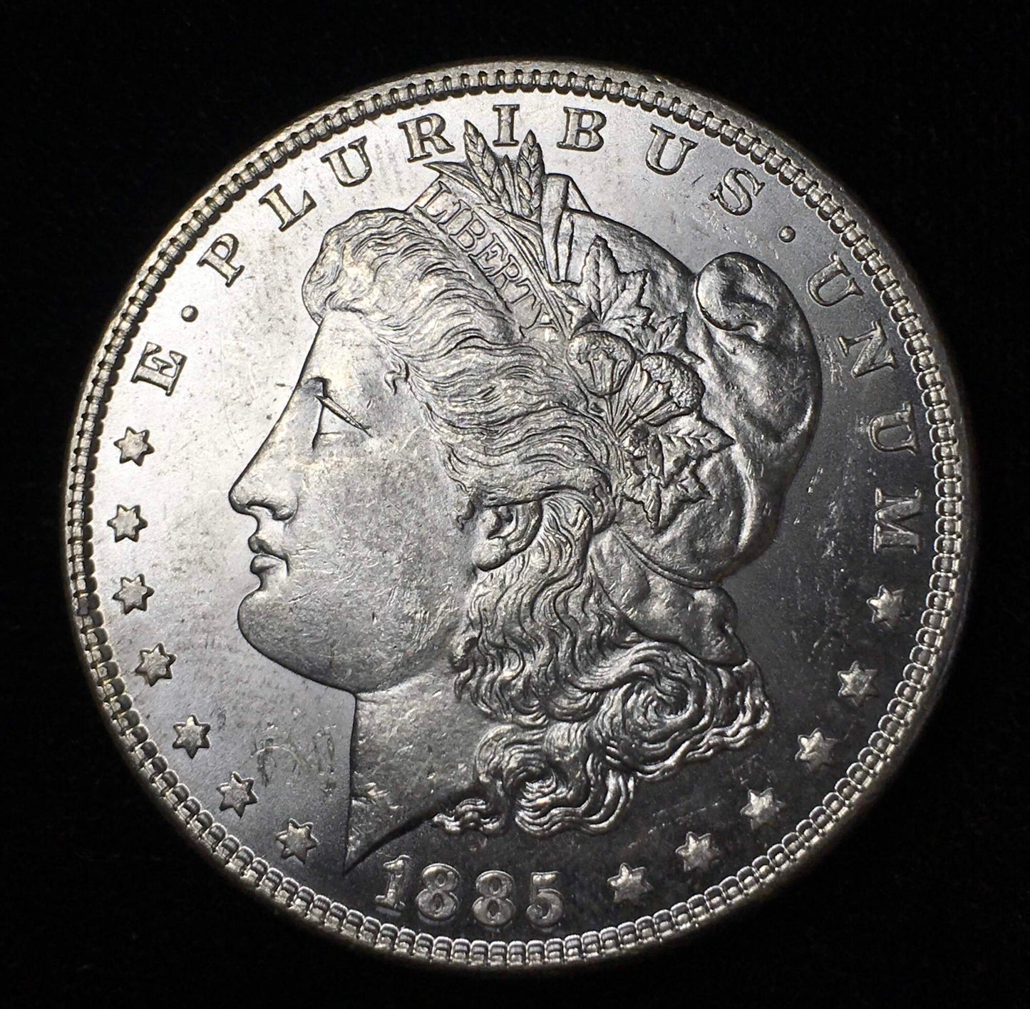 1885-P Morgan Silver Dollar - AU+ Coin with Rainbow-Toned Reverse