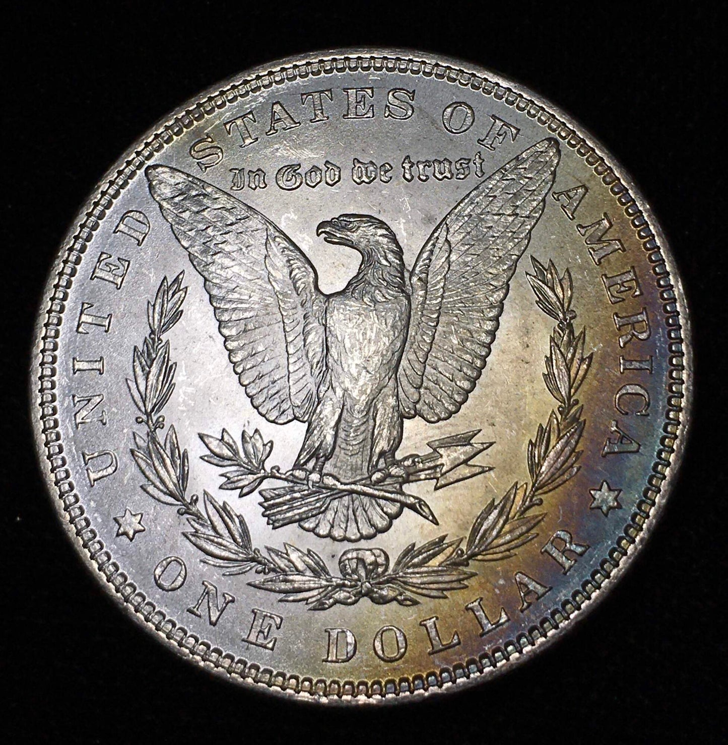 1885-P Morgan Silver Dollar - AU+ Coin with Rainbow-Toned Reverse