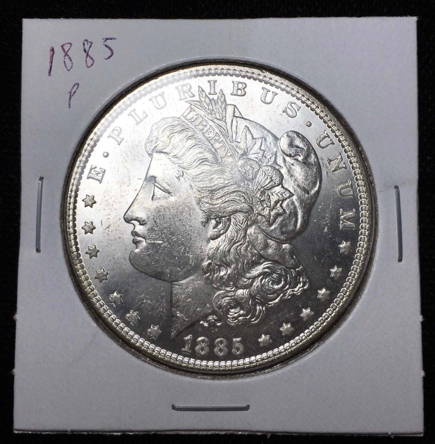 1885-P Morgan Silver Dollar - AU+ Coin with Rainbow-Toned Reverse