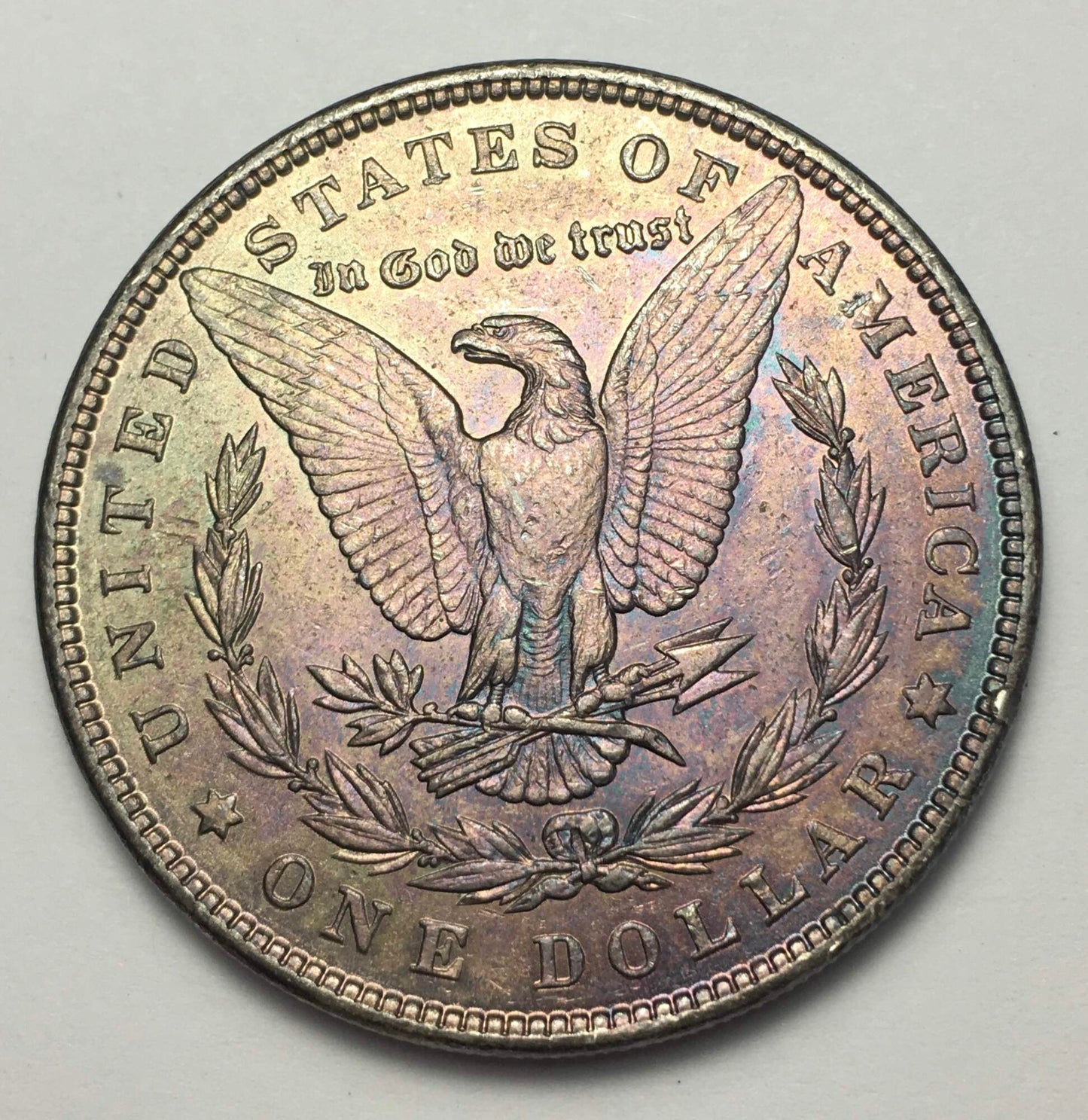 1885-P Morgan Silver Dollar BU - Stunning Rainbow Gun Metal Blue Toning