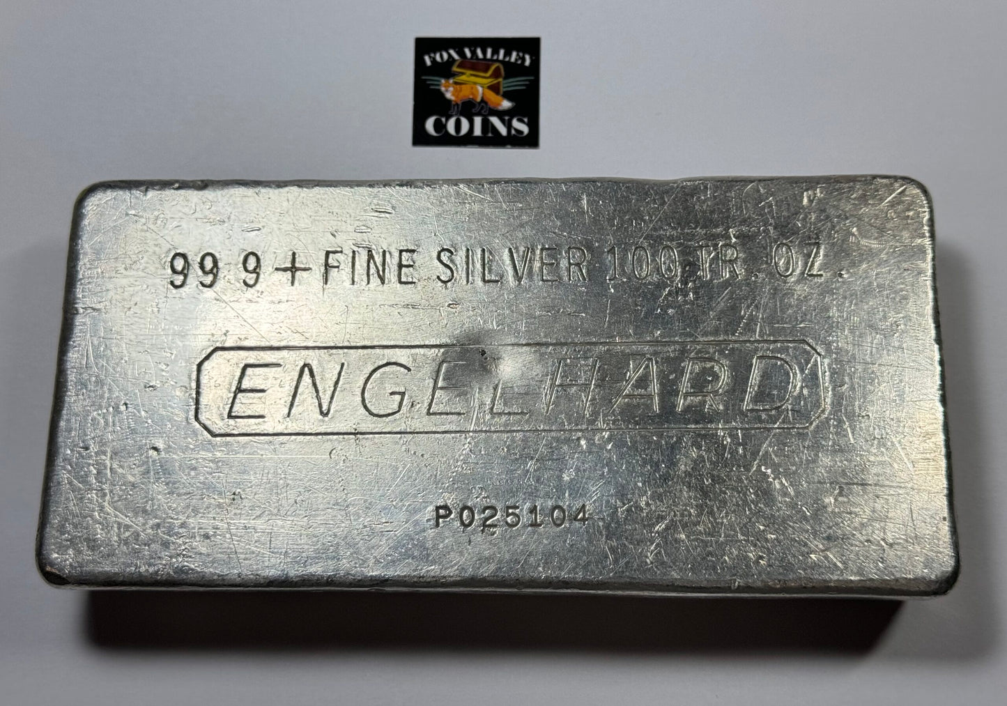Vintage Engelhard 100 Oz Silver Bar - Cast Finish 4th Series P-025104
