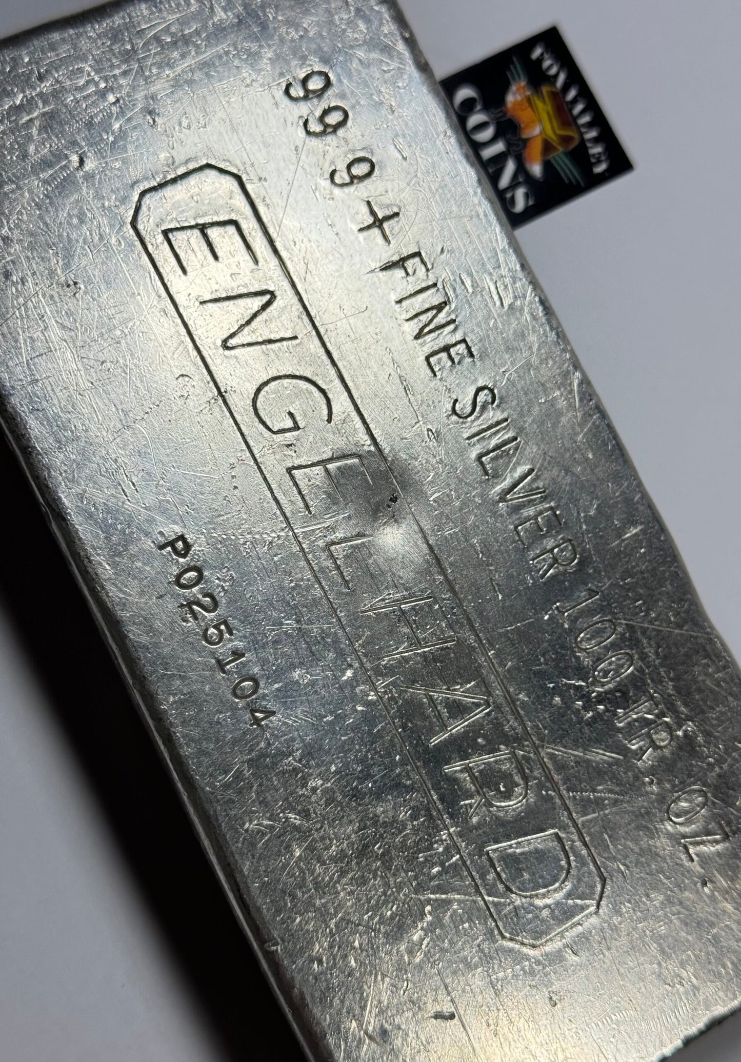 Vintage Engelhard 100 Oz Silver Bar - Cast Finish 4th Series P-025104