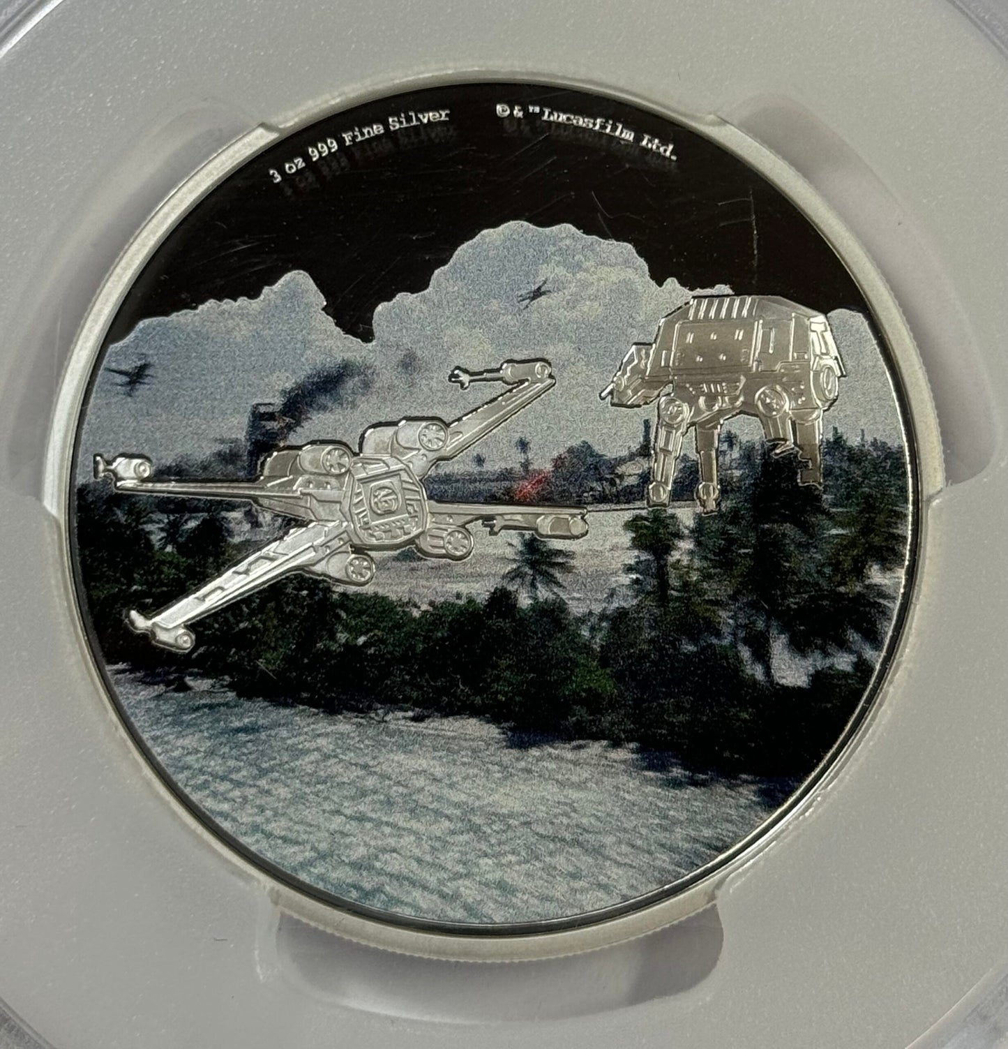2022 Niue Star Wars Scarif Battle Scene - 3 Oz Silver Colorized - PR70DCAM PCGS