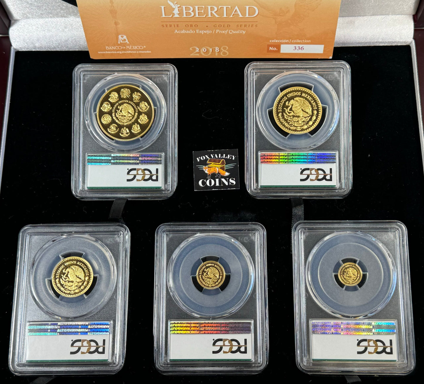 2018 Mexico 5-Pc Gold Libertad Proof Set - 1.9 Oz with COA - PR70 DCAM PCGS - 500 Minted