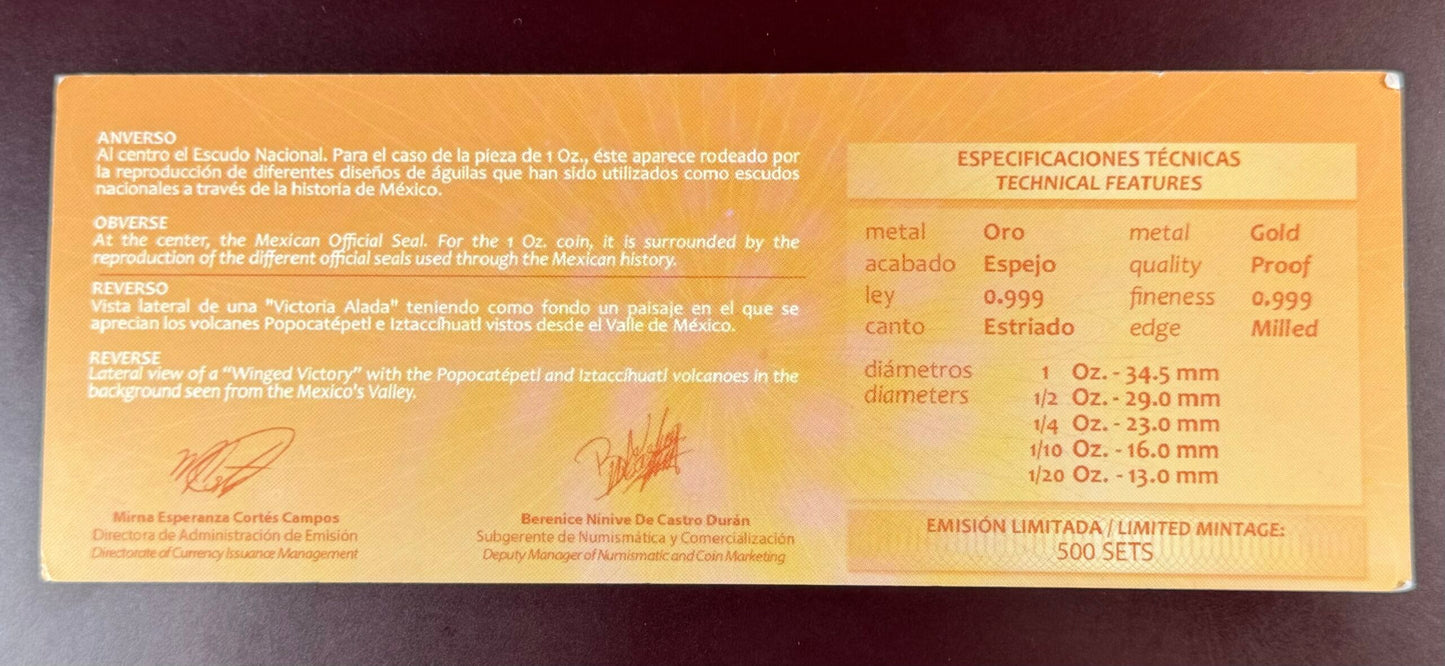 2018 Mexico 5-Pc Gold Libertad Proof Set - 1.9 Oz with COA - PR70 DCAM PCGS - 500 Minted