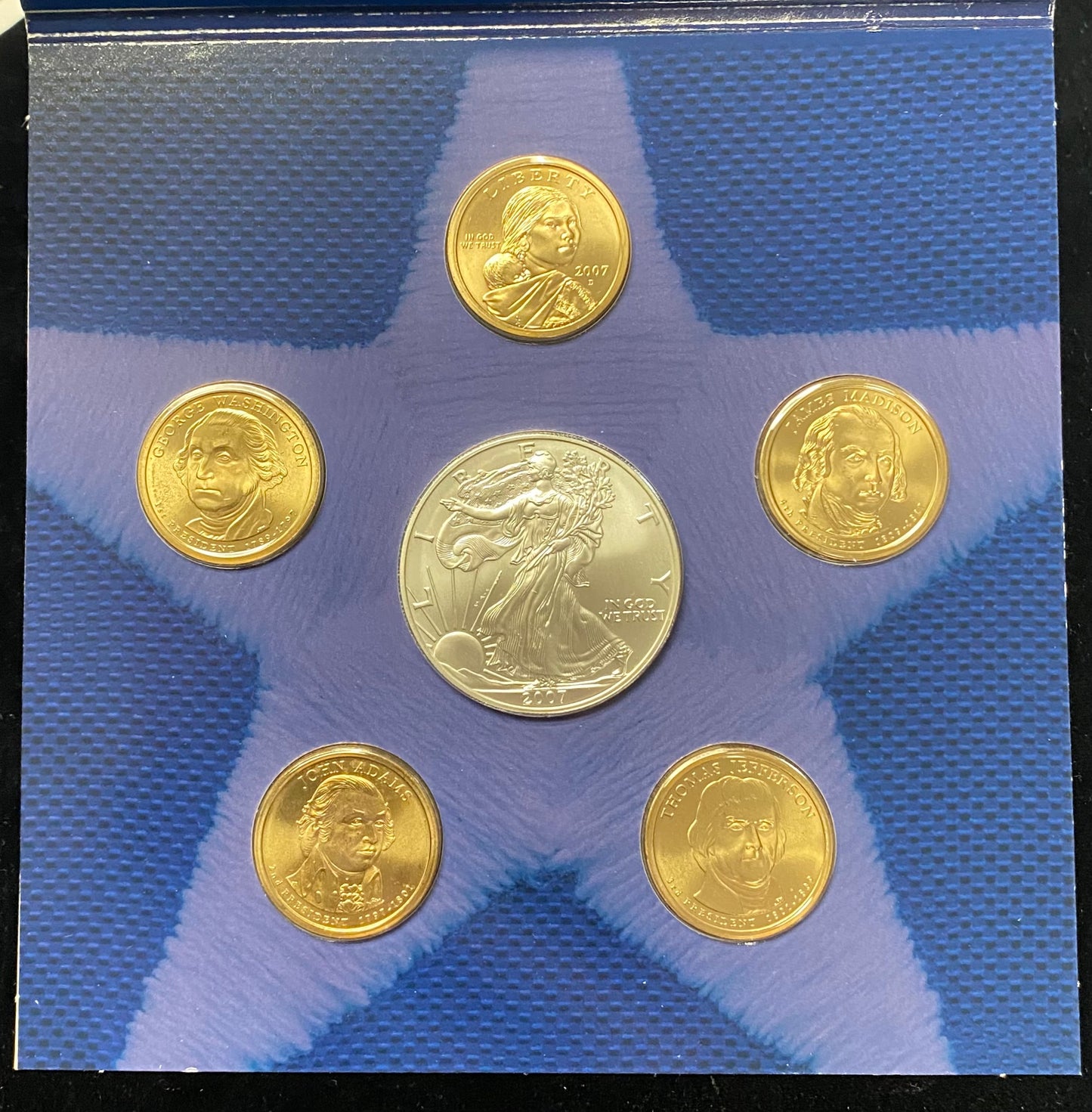 2007 U.S. Mint Annual Dollar Coin Set - with Burnished Silver Eagle in OGP