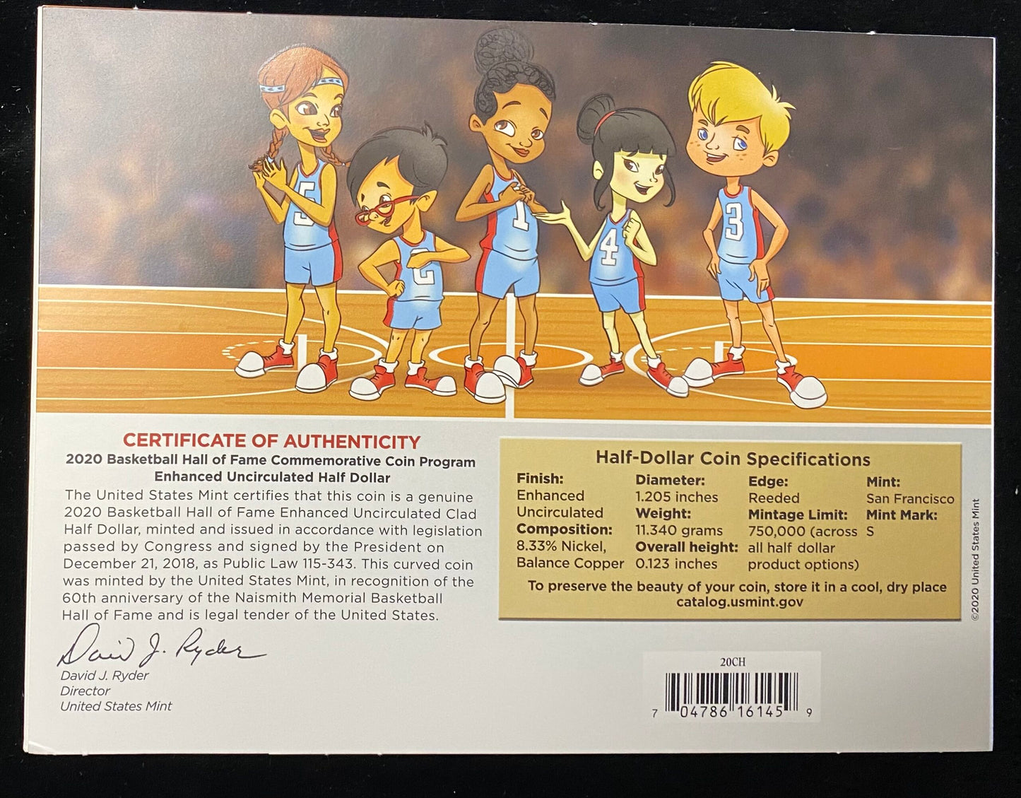 2020-S Basketball Hall of Fame Clad Commemorative Half Dollar Kids Set