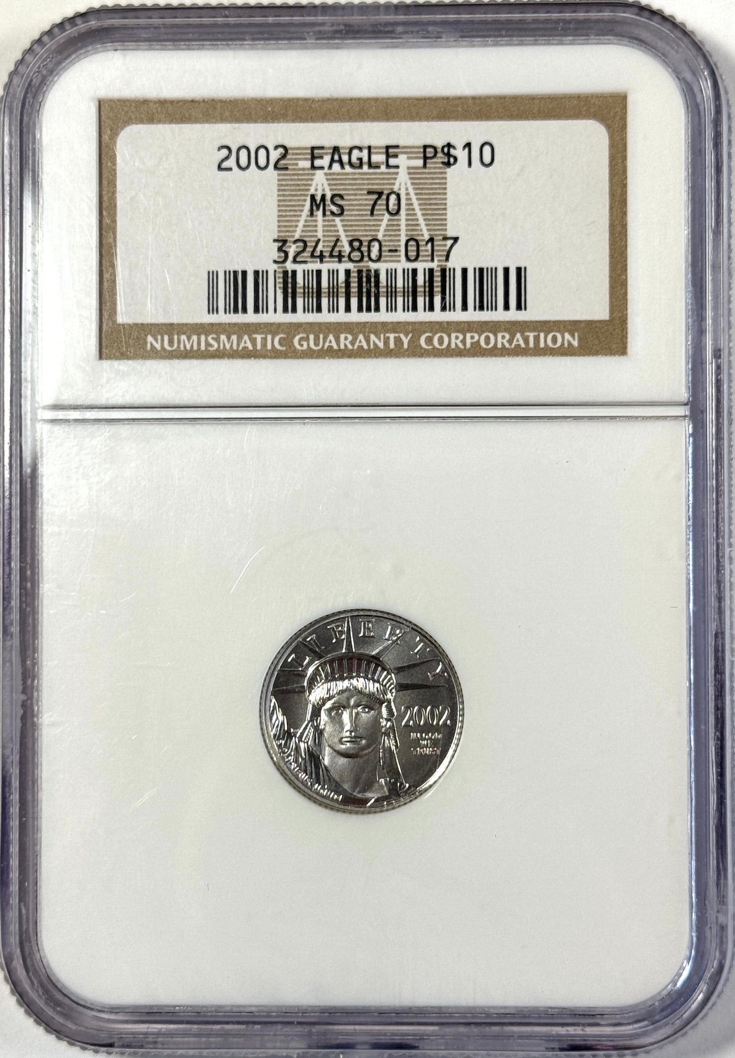 2002 $10 Platinum American Eagle 1/10 oz NGC MS70