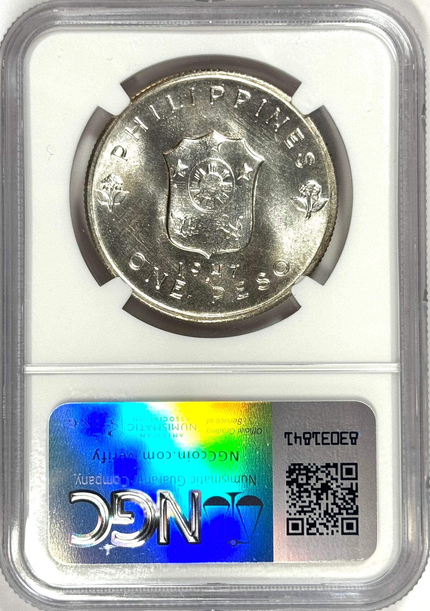 1947-S Philippine General Douglas MacArthur 1 Peso MS64 NGC - Lustrous Silver Coin