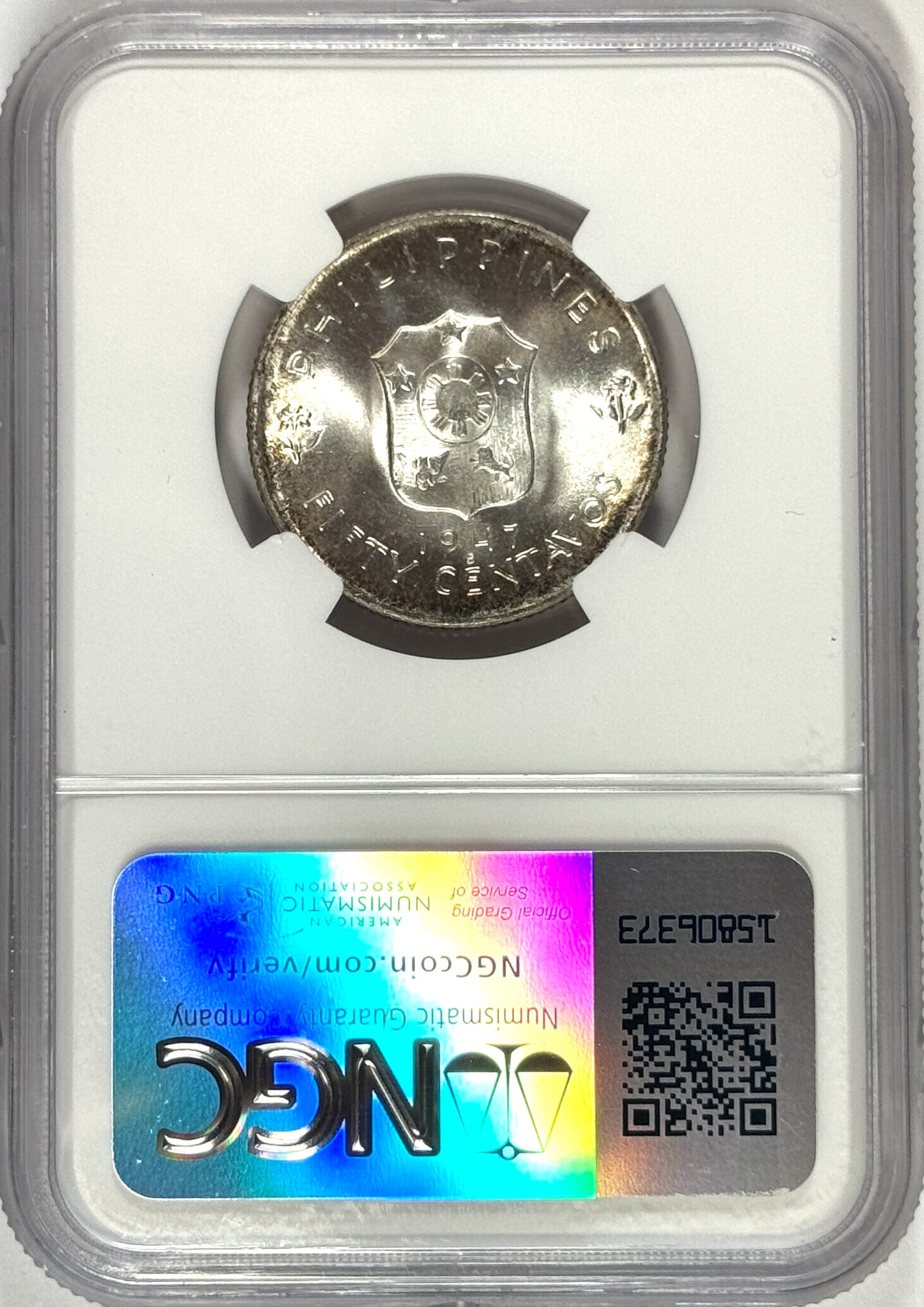 1947-S Philippine General Douglas MacArthur 50 Centavos Silver Coin MS63 NGC