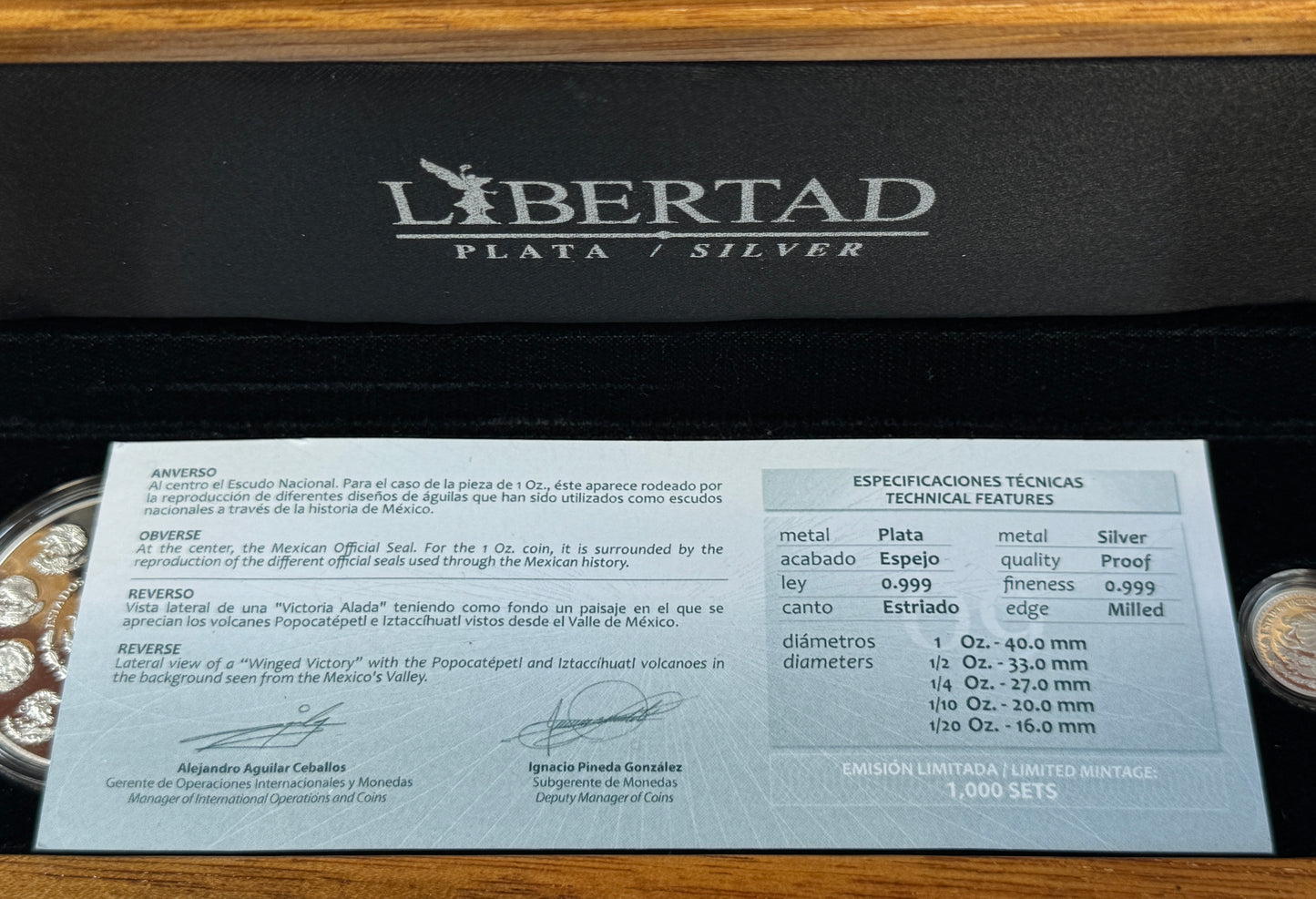 2009 Mexico Proof Silver Libertad 5 Coin Set with Box & COA - Only 1,000 Minted