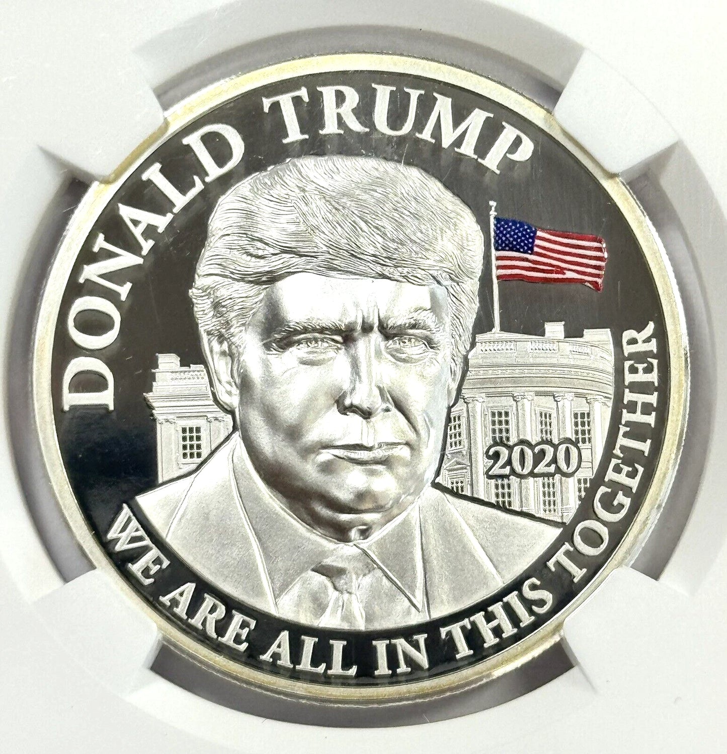 2020 Cameroon Donald Trump 1 oz Silver High Relief Coin Gem Proof NGC - TRUMP LABEL