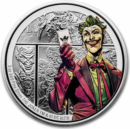 2023 Niue $10 DC Villains THE JOKER 3 oz Silver Colorized Coin in OGP