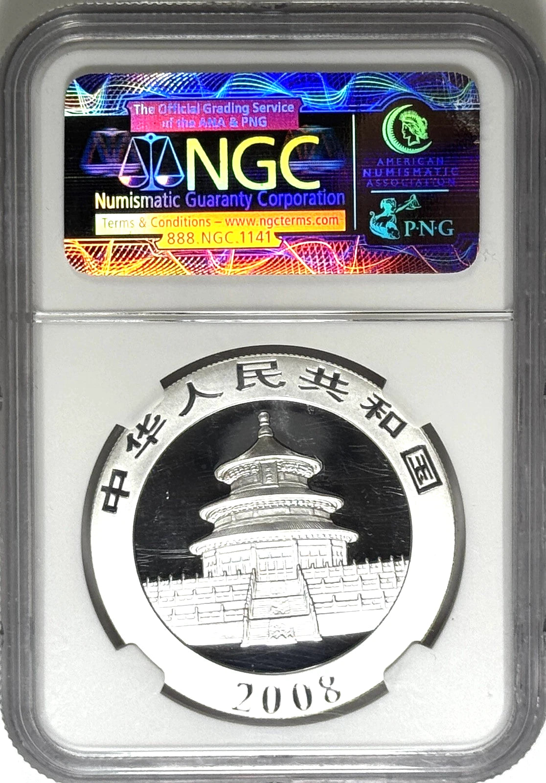 2008 China 10Y Silver Panda Coin - NGC MS70 - FREE SHIPPING