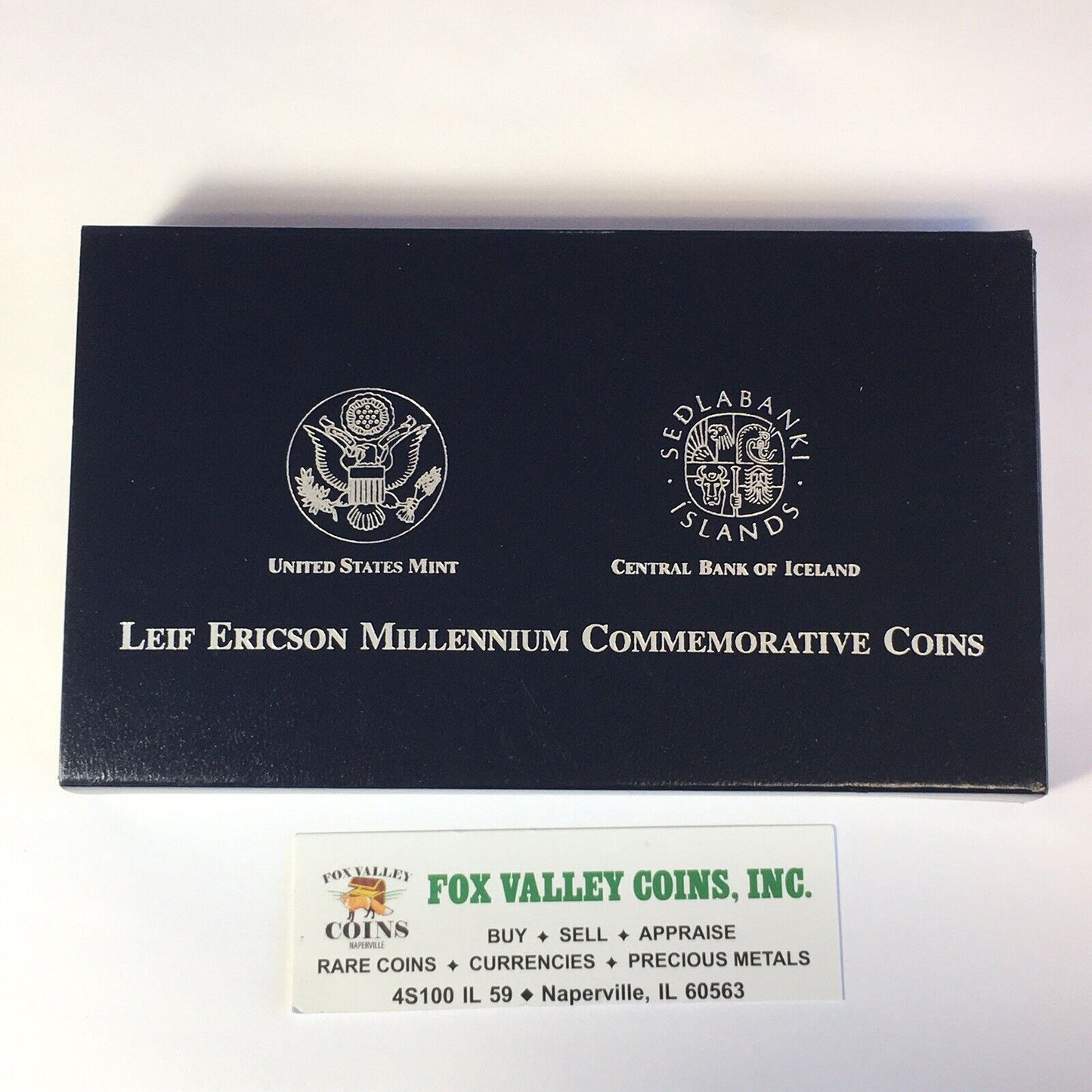 2000 Leif Ericson Proof Silver Dollars & Iceland Central Bank US Mint 2-Coin Set