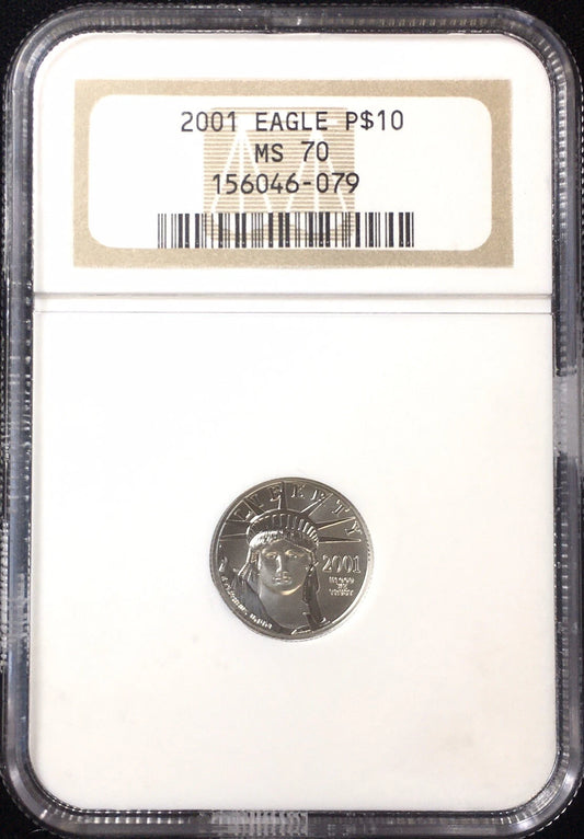 2001 $10 Platinum American Eagle 1/10 oz  NGC MS70