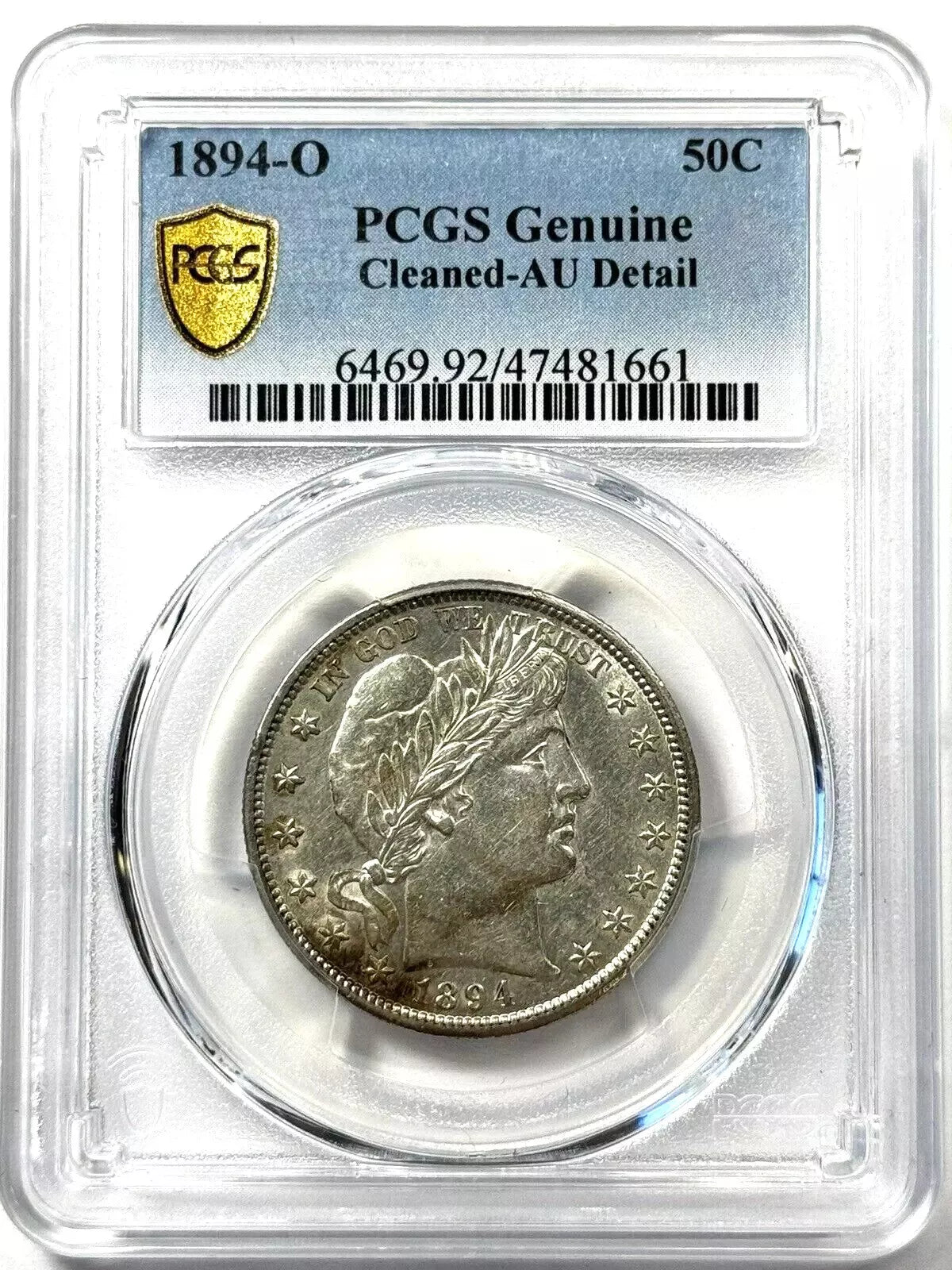 1894-O Barber Silver Half Dollar - AU Details - Cleaned - PCGS Certified