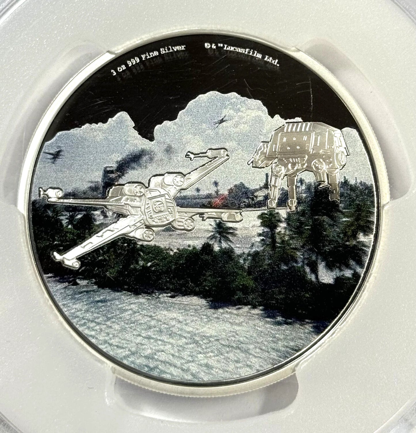 2022 Niue Star Wars Scarif Battle Scene - 3 Oz Silver Colorized - PR70DCAM PCGS