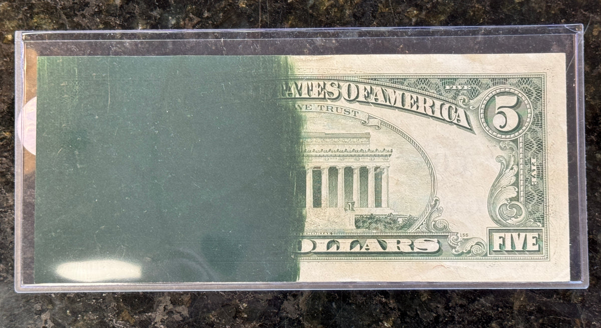 1981 $5 Five Dollar Chicago IL Federal Reserve Note ERROR Reverse