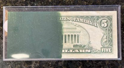 1981 $5 Five Dollar Chicago IL Federal Reserve Note ERROR Reverse